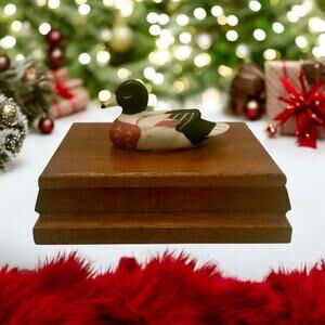 Vintage 1981 Albert E Price Products Mallard Duck Wood Decoy Card Box!!